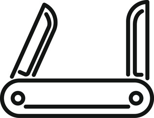 Poster - multitool icon outline vector. travel equipment. adventure gear