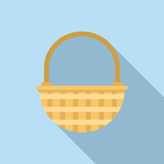 Poster - picnic basketicon flat vector. hamper basket. straw bag