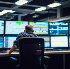 2 Smart Male IT Programer Working on Desktop Computer in Data Center Technical System Control Room. Team of Young Professionals Programming in Coding Language, 