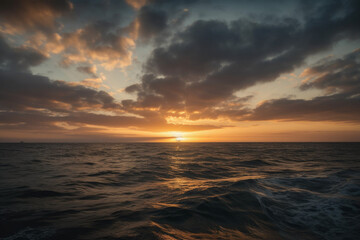  Photorealistic ai artwork of a sunset over the ocean. Generative ai.