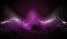 Purple Sound Waves Abstract Background. Neon Music Loud Noise. Rippling Color Line Design.