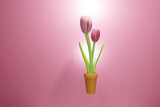 Fototapeta Tulipany - flowers in pot on background 3d render.