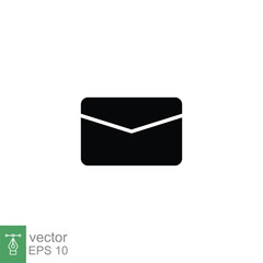 Poster - Email envelope icon. Simple solid style. Message, mail, letter, communication concept. Black silhouette, glyph symbol. Vector illustration design on white background. EPS 10.