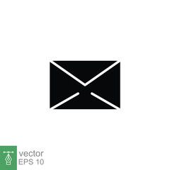 Poster - Email envelope icon. Simple solid style. Message, mail, letter, communication concept. Black silhouette, glyph symbol. Vector illustration design on white background. EPS 10.