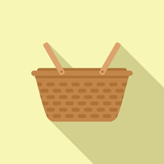 Poster - handle basket icon flat vector. bag picnic. natural box