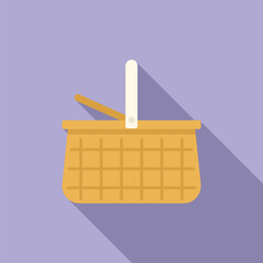 Poster - bamboo basket icon flat vector. picnic wicker. empty design
