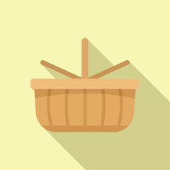 Poster - picnic box icon flat vector. hamper basket. natural handle