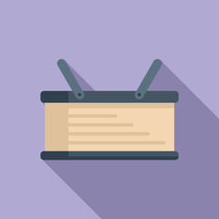Poster - long handle basket icon flat vector. picnic bag. empty design