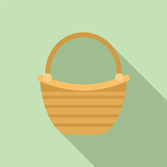 Poster - summer basket icon flat vector. straw bag. natural design