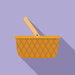 Poster - basket container icon flat vector. picnic wicker. empty basket