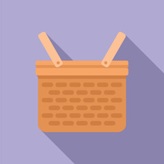 Poster - craft basket icon flat vector. handle market. weave texture