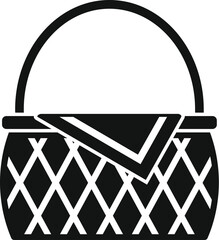 Poster - hamper basket icon simple vector. picnic bag. camping market