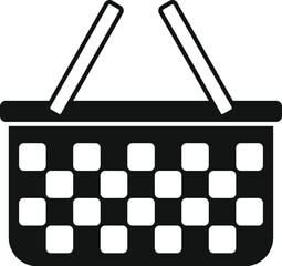 Poster - straw basket icon simple vector. picnic hamper. natural market