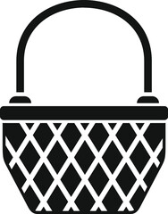Poster - weave basket icon simple vector. picnic hamper. handle box