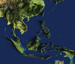 3d illustration of a highly detailed map of Southeast Asia. Elements of this image furnished by NASA.