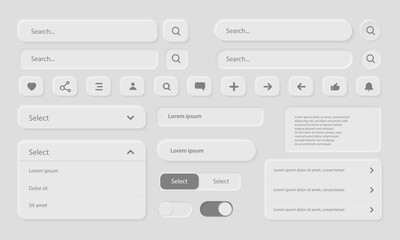 Aufkleber - user interface elements for mobile applications. neumorphic icon mobile app or website design set. v