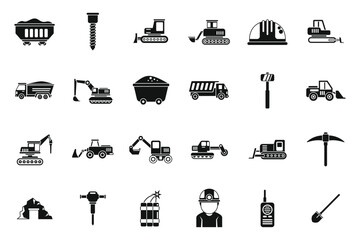 Sticker - Quarry services icons set simple vector. Auto carrier. Car deliver