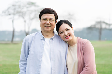 Wall Mural - Elderly Asian couple in the park