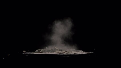 Wall Mural - 4k meteor explosion on ground impact- flying in the sky, meteorite falls, alpha channel (transparenc