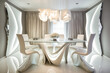 © Chanh - dining room empty, luxury dining room, dining table, elegant dining room, home, furniture, interior, empty room, bed room, bedroom, decor room in videos, setting generative ai tool