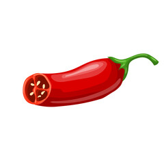 Sticker - chili pepper cut cartoon vector illustration