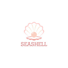 Sticker - Seashell with pearl icon isolated on white background