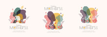Happy Mother's Day Card Set. Modern Color Design.