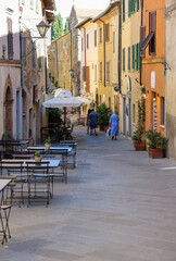 Wall Mural -  Charming street with bars and wine shops in Montalcino in Tuscany. Italy