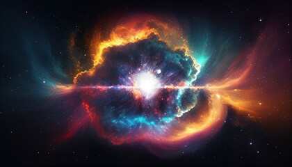 Wall Mural - universe space and galaxy bigbang supernova explode from the center release dust cloud and colorful 