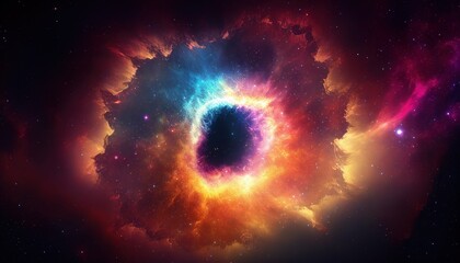 Wall Mural - universe space and galaxy bigbang supernova explode from the center release dust cloud and colorful 