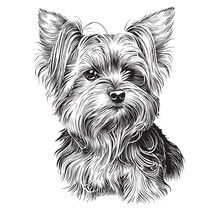 Yorkshire Terrier Dog Hand Drawn Sketch Illustration