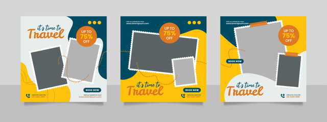 Sticker - Travel and tour social media banner post template.