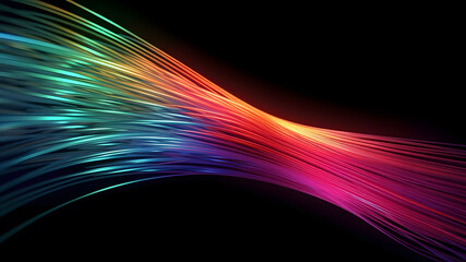 Wall Mural - Optical fiber rainbow stripes illustration. Generative AI