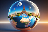 Fototapeta Londyn - French tourist attractions around the surface of planet Earth. Travel in France concept - Generative AI