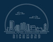 Richmond - Cityscape with white abstract line corner curve modern style on dark blue background, building skyline city vector illustration design