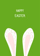 Happy Easter vector illustration on green background. Trendy Easter design with typography and bunny ears in soft colors for banner, poster, greeting card.