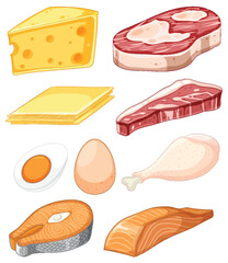 Poster - Variety of fat and protein foods collection