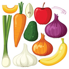 Wall Mural - Set of mix fruit and vegetable