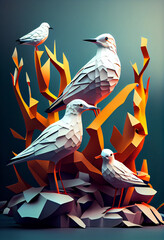 Naklejka na meble Beautiful geometric Seagulls concept, abstract  background. Generative AI technology.
