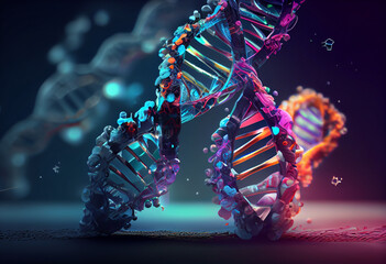 Poster - Concept of the evolution of human DNA in the distant future. Generative ai