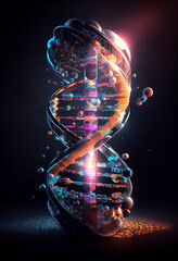 Leinwandbilder - Concept of the evolution of human DNA in the distant future. Generative ai