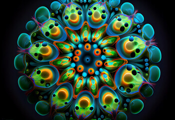 Fototapete - Beautiful abstract cells concept, contemporary colors and mood social background. Generative AI technology.