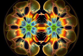 Fototapete - Beautiful abstract cells concept, contemporary colors and mood social background. Generative AI technology.