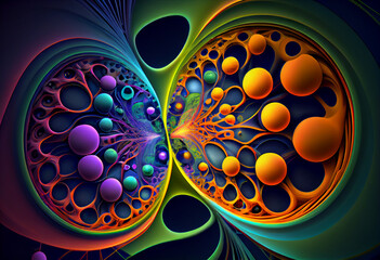 Aufkleber - Beautiful abstract cells concept, contemporary colors and mood social background. Generative AI technology.