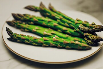 Canvas Print - Fresh green asparagus sprouts for healthy asparagus tart, created with generative ai