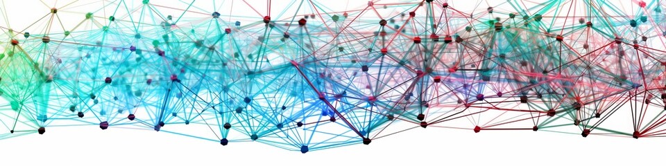 Panoramic image of abstract network internet, nodes connecting, a white background. Perfect Website Image.