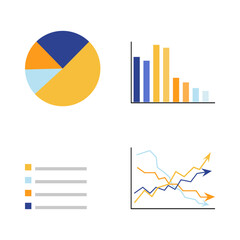 Infographics with charts. Graph for data analysis and web design. Vector illustration on a white background.