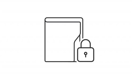 Poster - Animated file security linear icon. Secured information. Access to folder with information. Seamless loop HD video with alpha channel on transparent background. Outline motion graphic animation