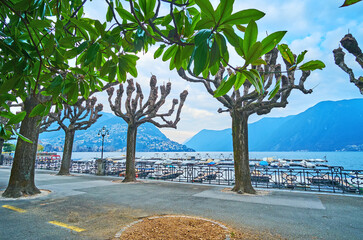 Canvas Print - Lakeside promenade in Lugano, Ticino, Switzerland