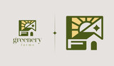 Fototapeta Psy - Green House Monoline Logo Illustration. Universal creative premium symbol. Vector sign icon logo template